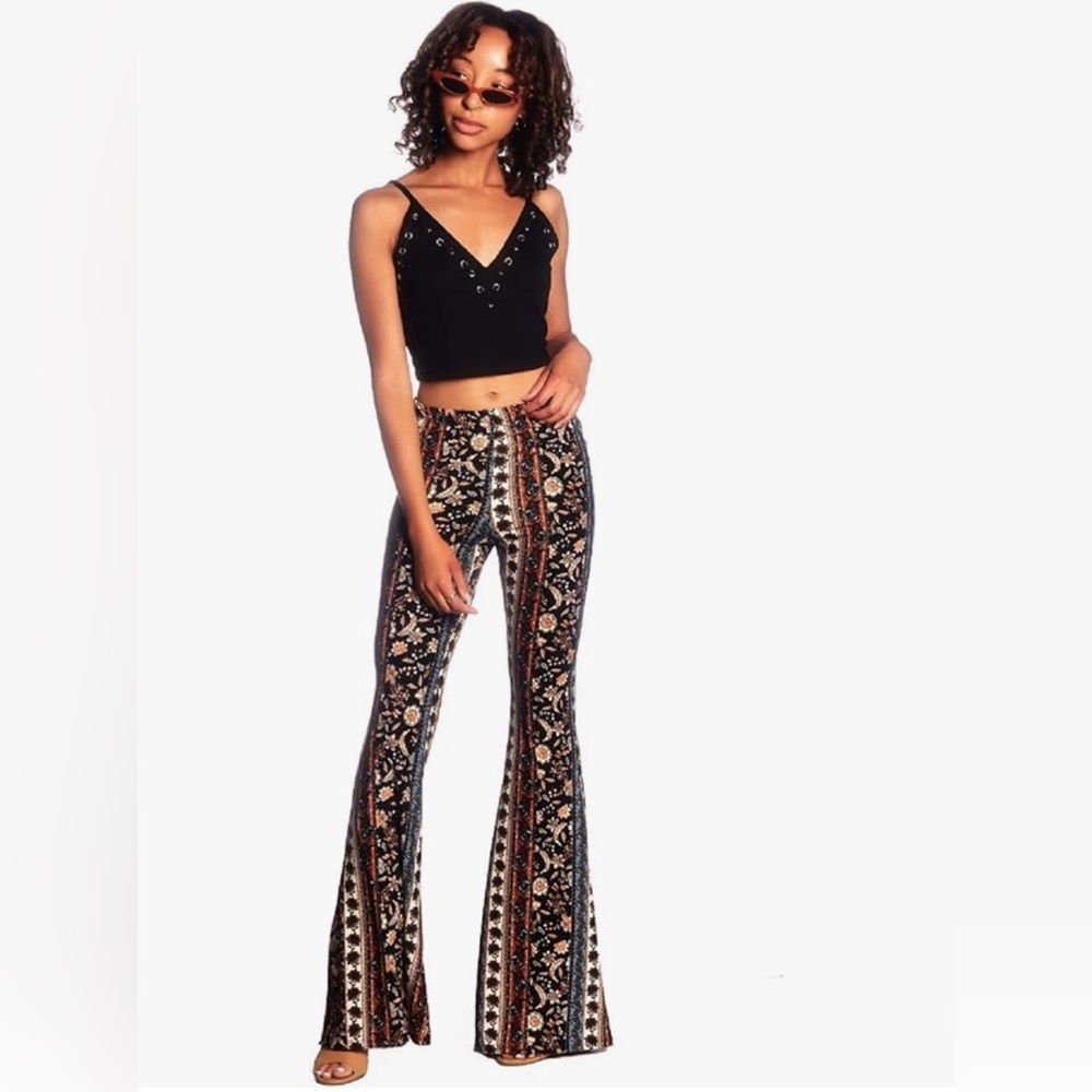 NWOT Boho Flare Pants, Elastic Waist, Wide Leg Pants for Women, Solid & Printed